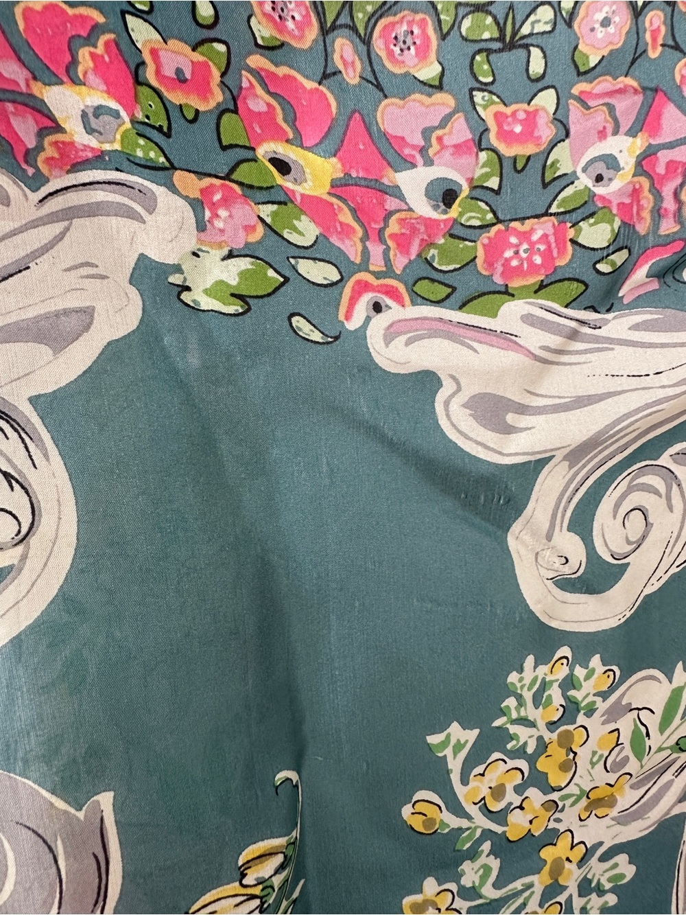 Johnny Was Silk Floral Tassel Scarf - Picture 4 of 4